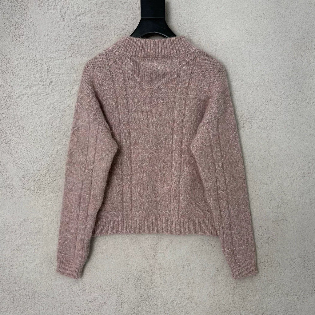 Dior Pink Little Bee Embroidery Cashmere Sweater