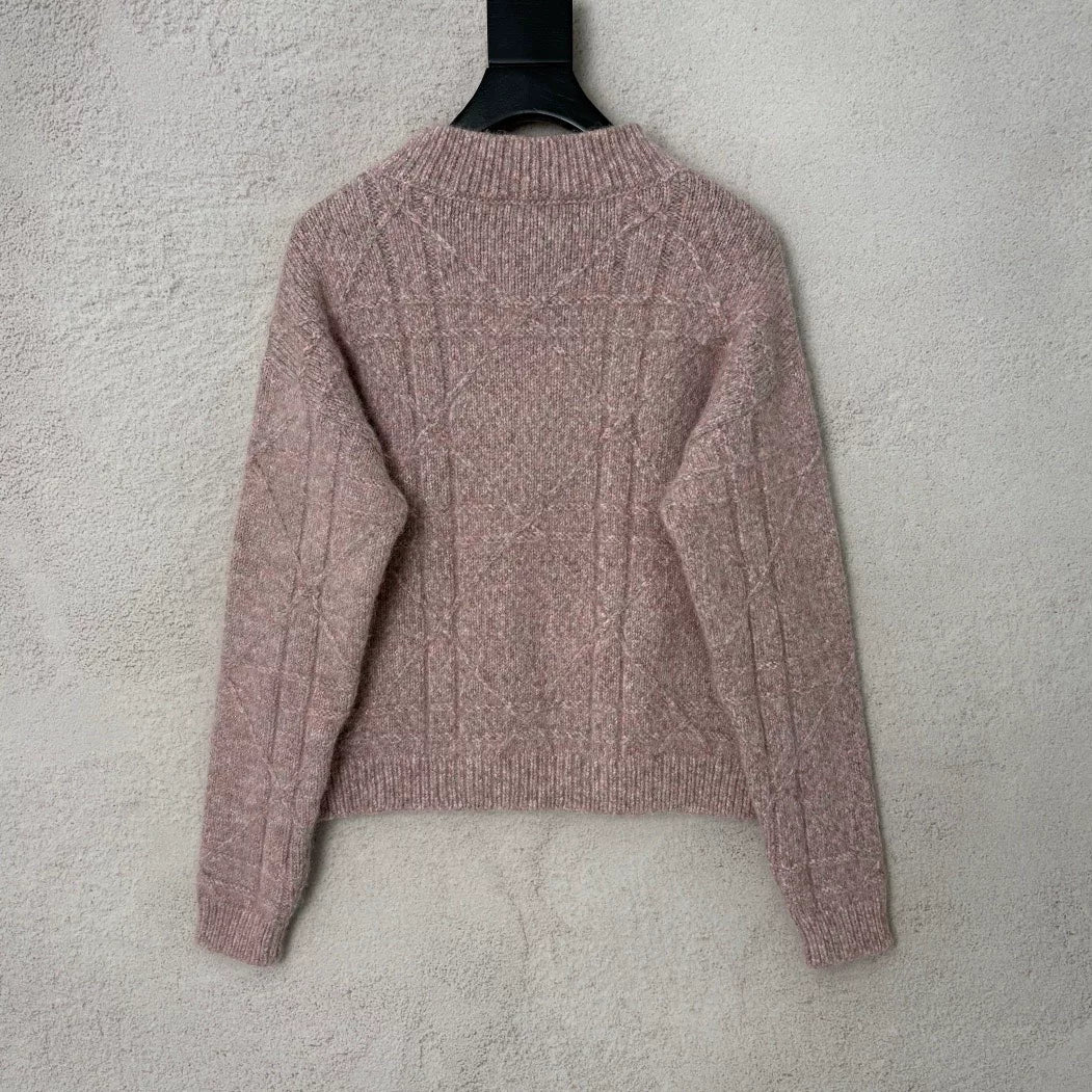 Dior Pink Little Bee Embroidery Cashmere Sweater