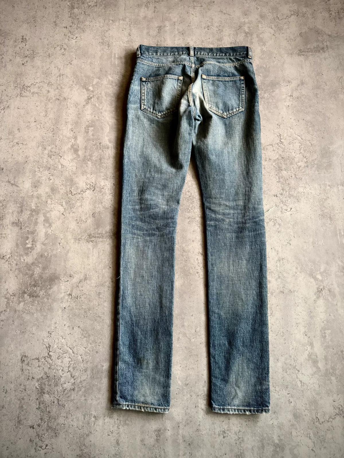 Saint Laurent 19SS D02 Blue Washed Distressed Denim Jeans