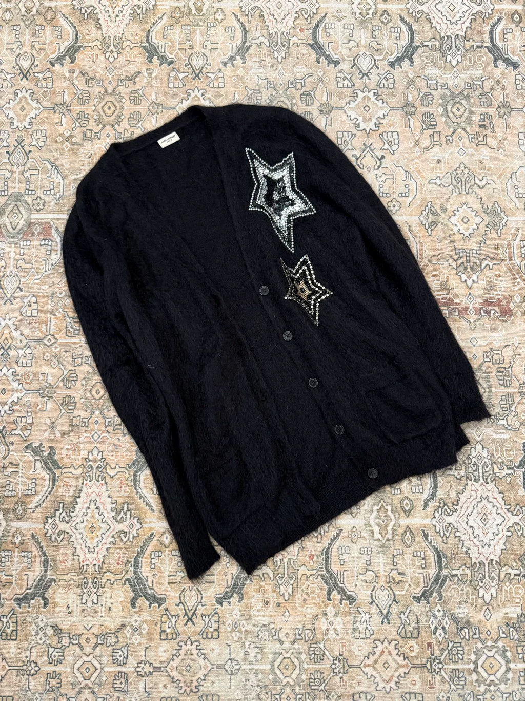 Saint Laurent Star Mohair Knit Cardigan Jacket