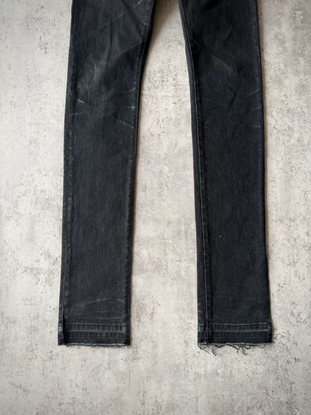 Saint Laurent Paris AW20 Black Washed Ghost Claw Raw Edge Denim Jeans
