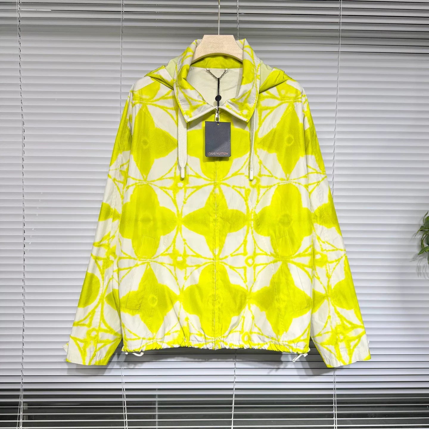 Louis Vuitton SS24 Shell Runway Monogram Three-Flower Tie-Dye Hooded Drawstring Yellow Jacket