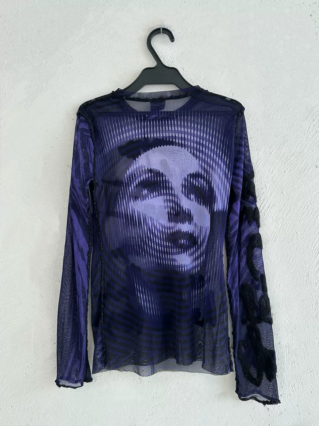 Jean Paul Gaultier vintage letter and figure stretch mesh top