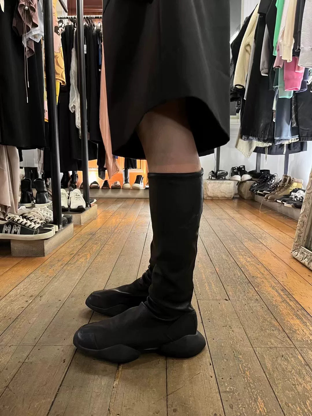 Rick Owens × ADIDAS Black Runner Stretch Horsebit Sock Boots