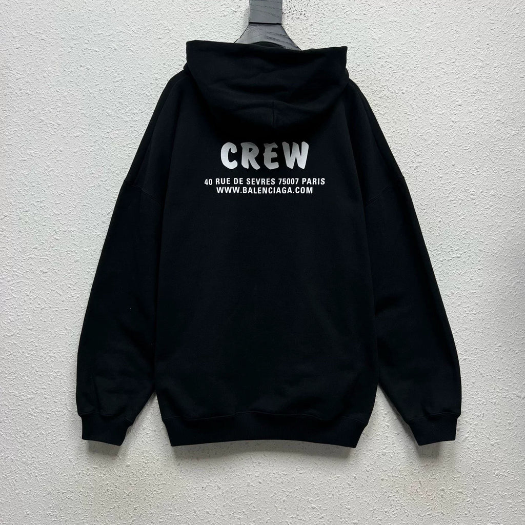 Balenciaga Crew Print Regular Fit Zip-Up Hooded Jacket