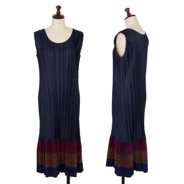 Issey Miyake Vintage Navy Lace Pleated Dress