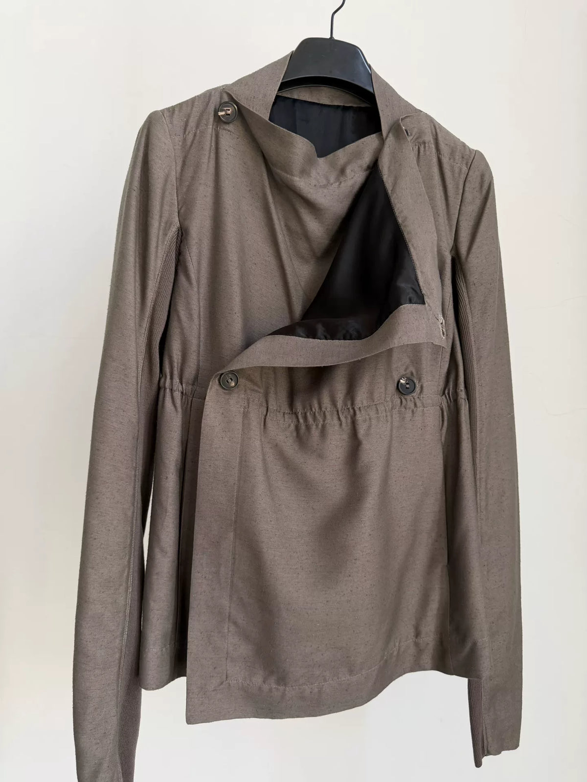 Rick Owens Dusty gray-brown deconstructed lapel jacket