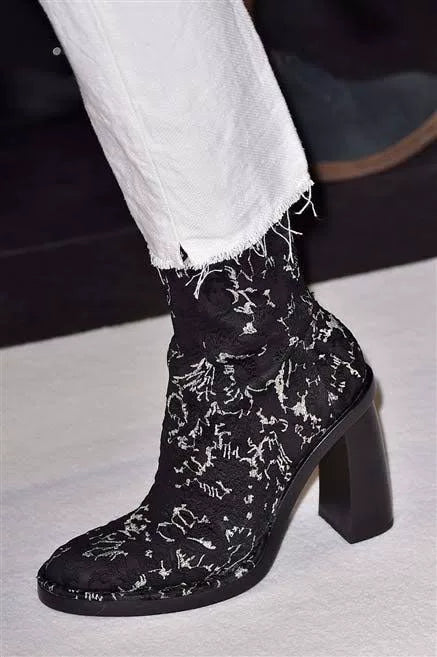 Ann Demeulemeester SS15 Fabric Embroidered Arc Heel Boots