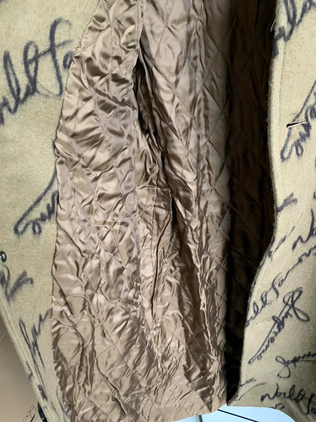 Supreme Script Logos Brown Wool Coat