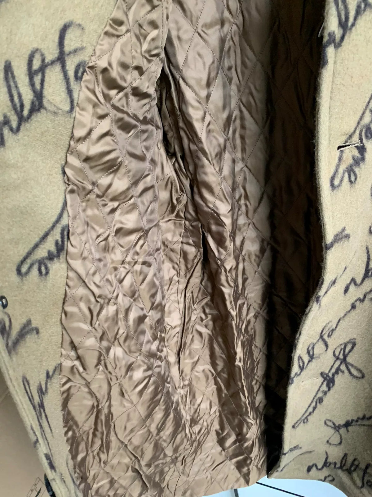Supreme Script Logos Brown Wool Coat