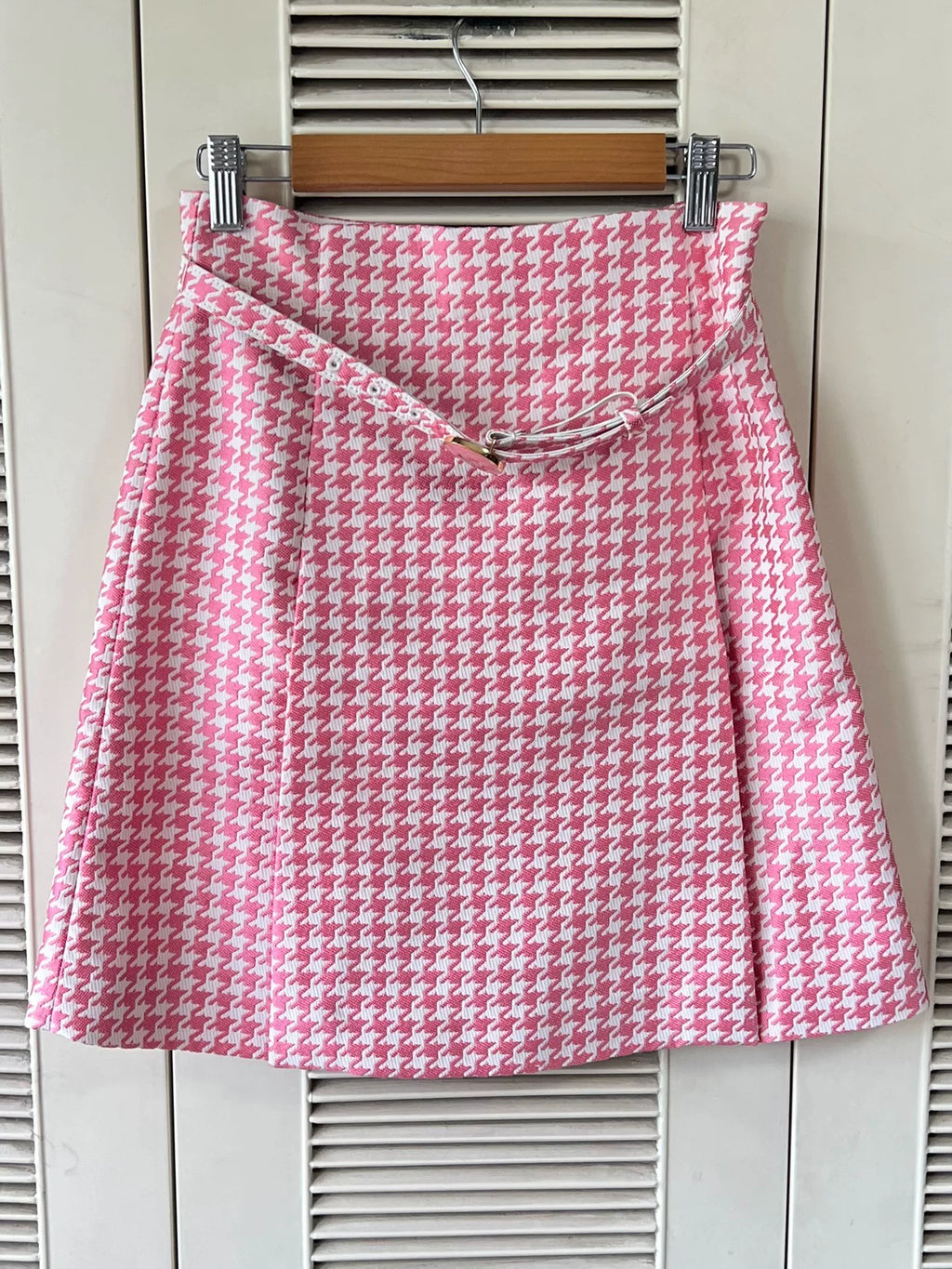 Dior Pink Houndstooth Mini Skirt