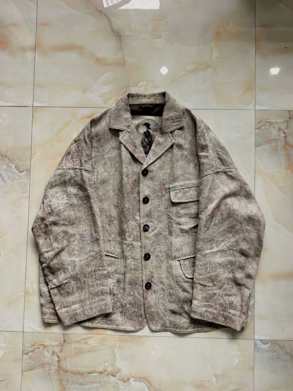 Ziggy Chen 24pf Dirty-Dyed Jacquard Suit Jacket