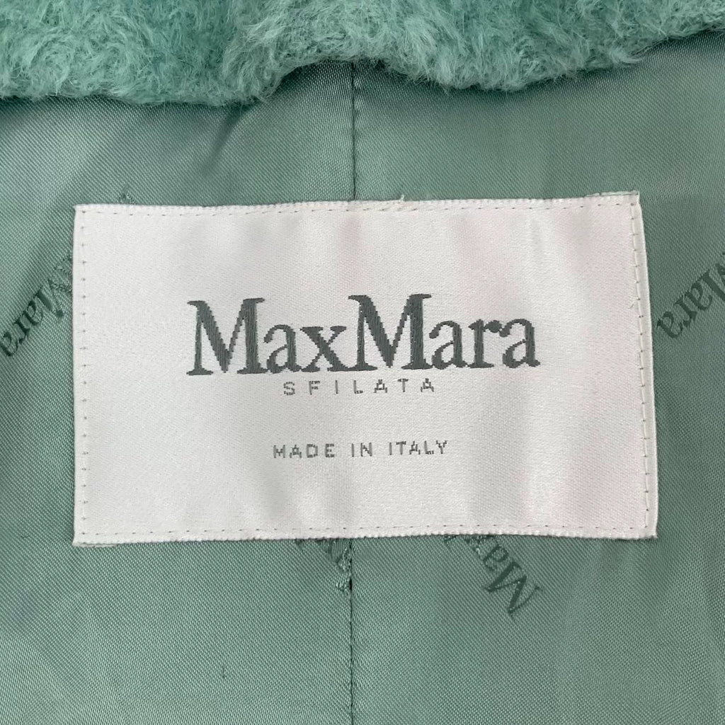 Max Mara Lake Blue Alpaca Collared Belted Coat