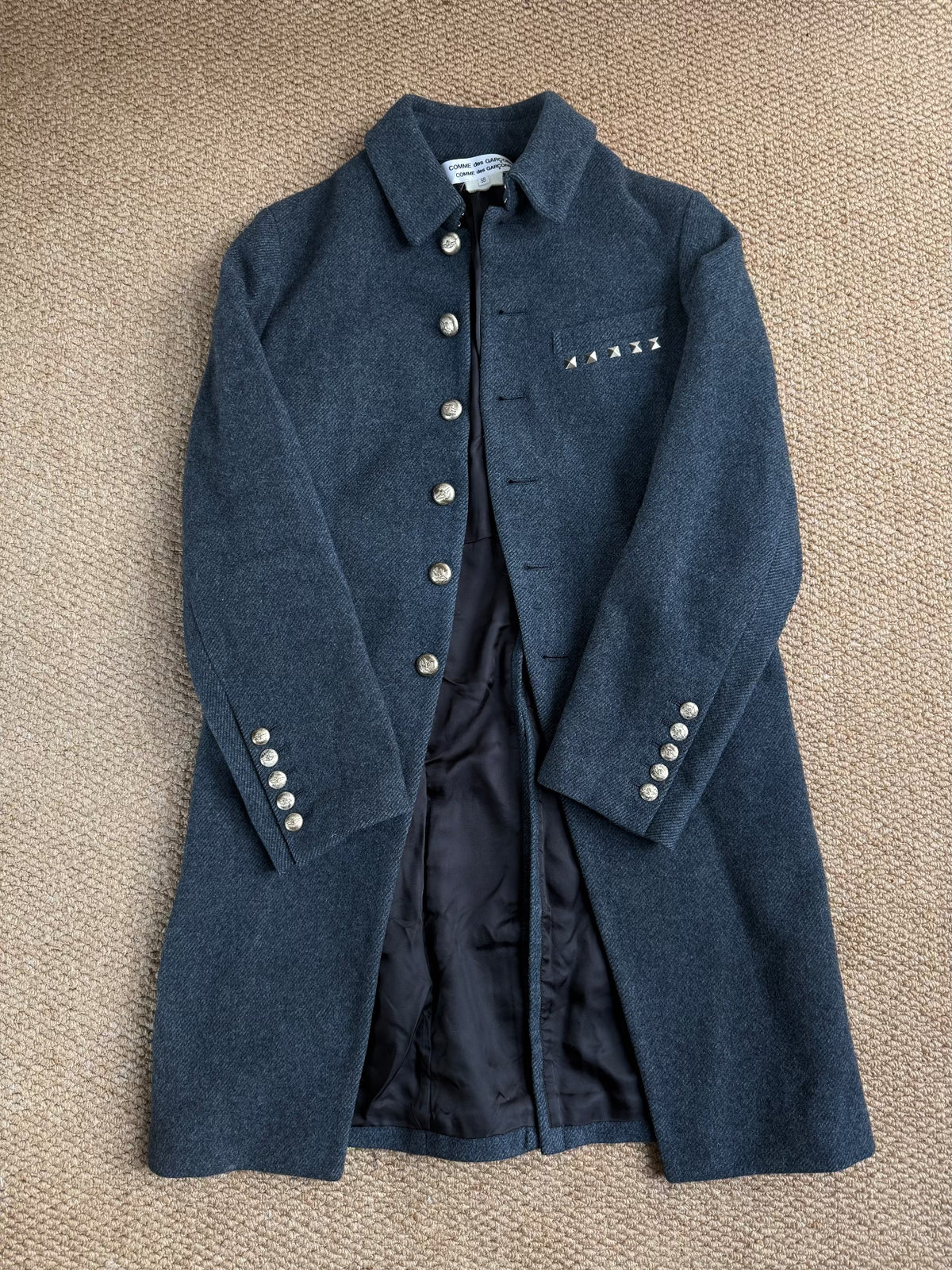 Comme des Garçons AD2007 Blue Grey Silver-Button Coat