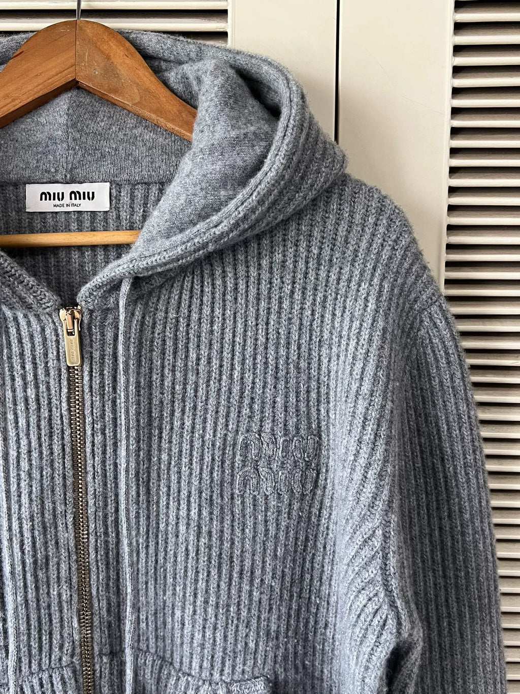 Miu Miu Cashmere Hooded Knit Cardigan