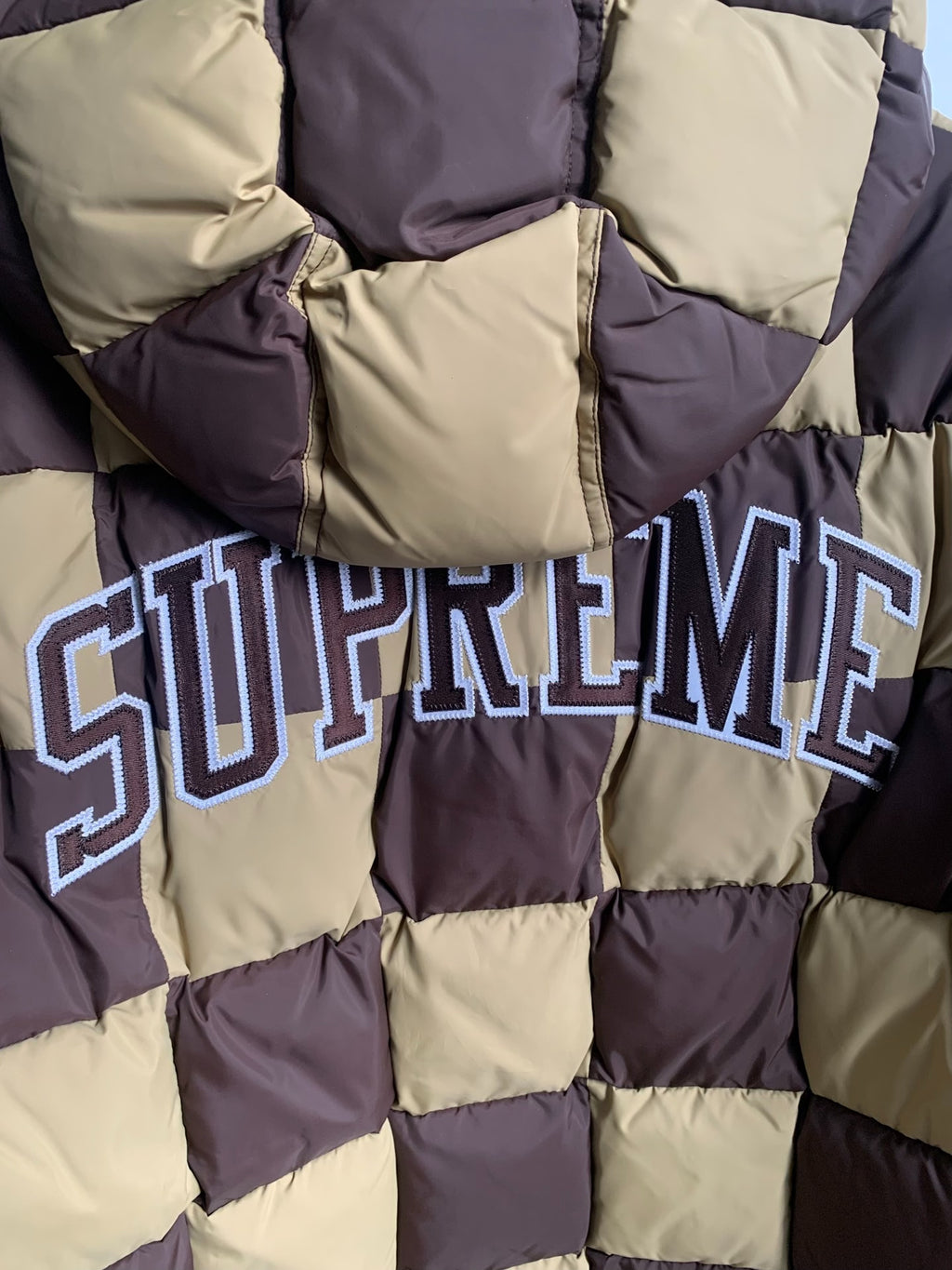 Supreme FW19 Checkerboard Puffy Down Jacket