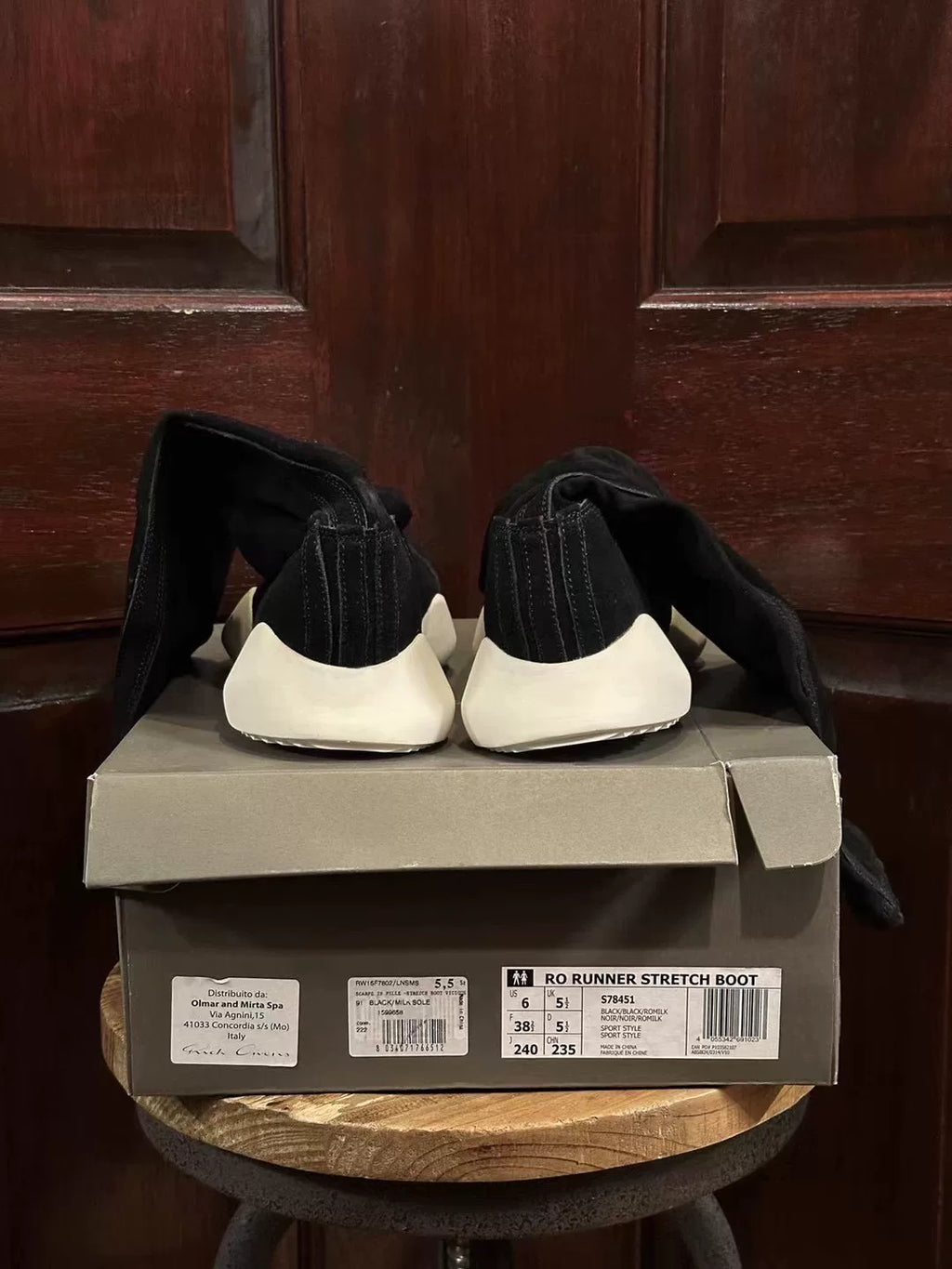 Rick Owens × ADIDAS Black White Runner Stretch Horsebit Sock Boots