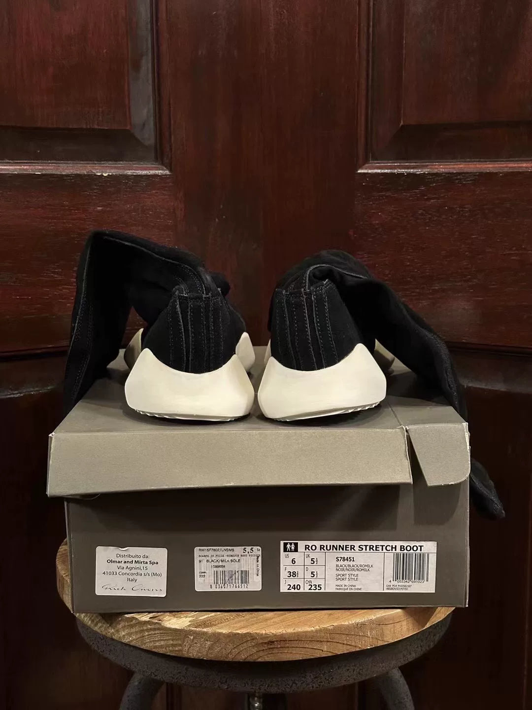 Rick Owens × ADIDAS Black White Runner Stretch Horsebit Sock Boots