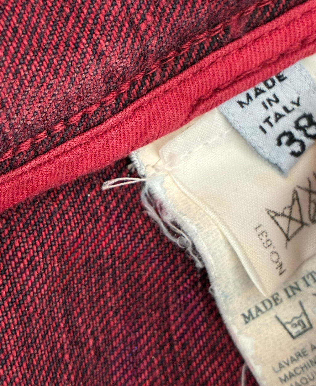Maison Martin Margiela Red Brushed Denim Vest