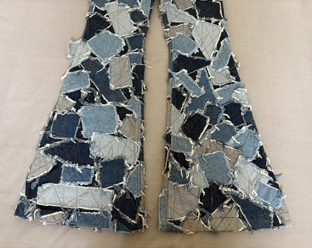 DG Jeans Dolce&Gabbana D&G Vintage Distressed Ripped Patchwork Flared Denim Jeans
