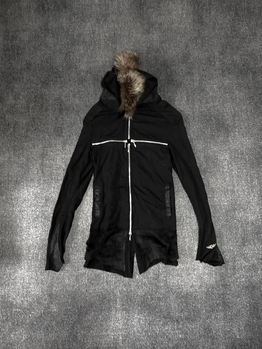 14th addiction Cross Zipper Cloth Hooded Jacket