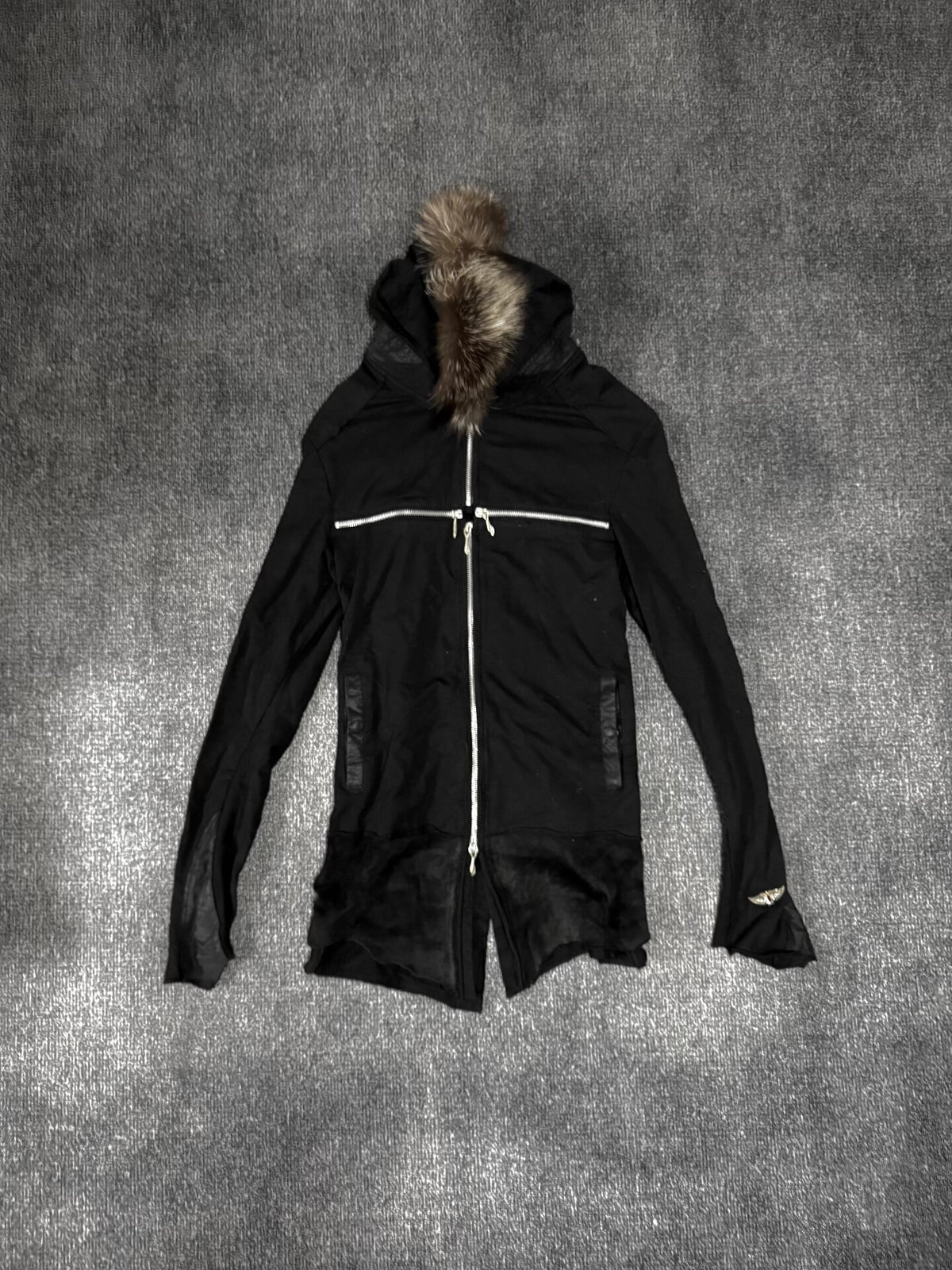 14th addiction Cross Zipper Cloth Hooded Jacket