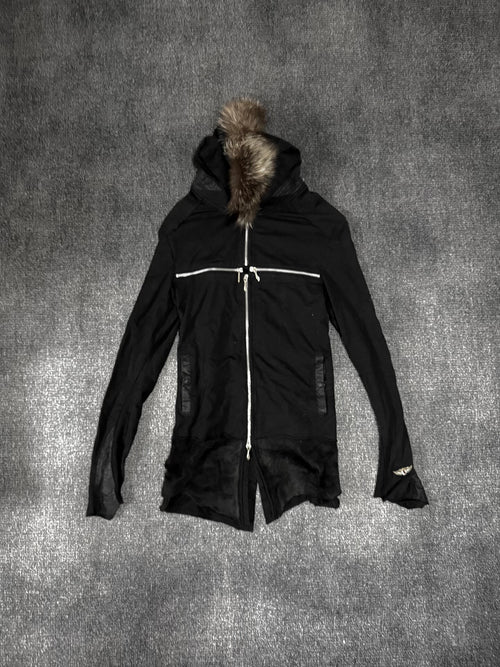 14th addiction Cross Zipper Cloth Hooded Jacket