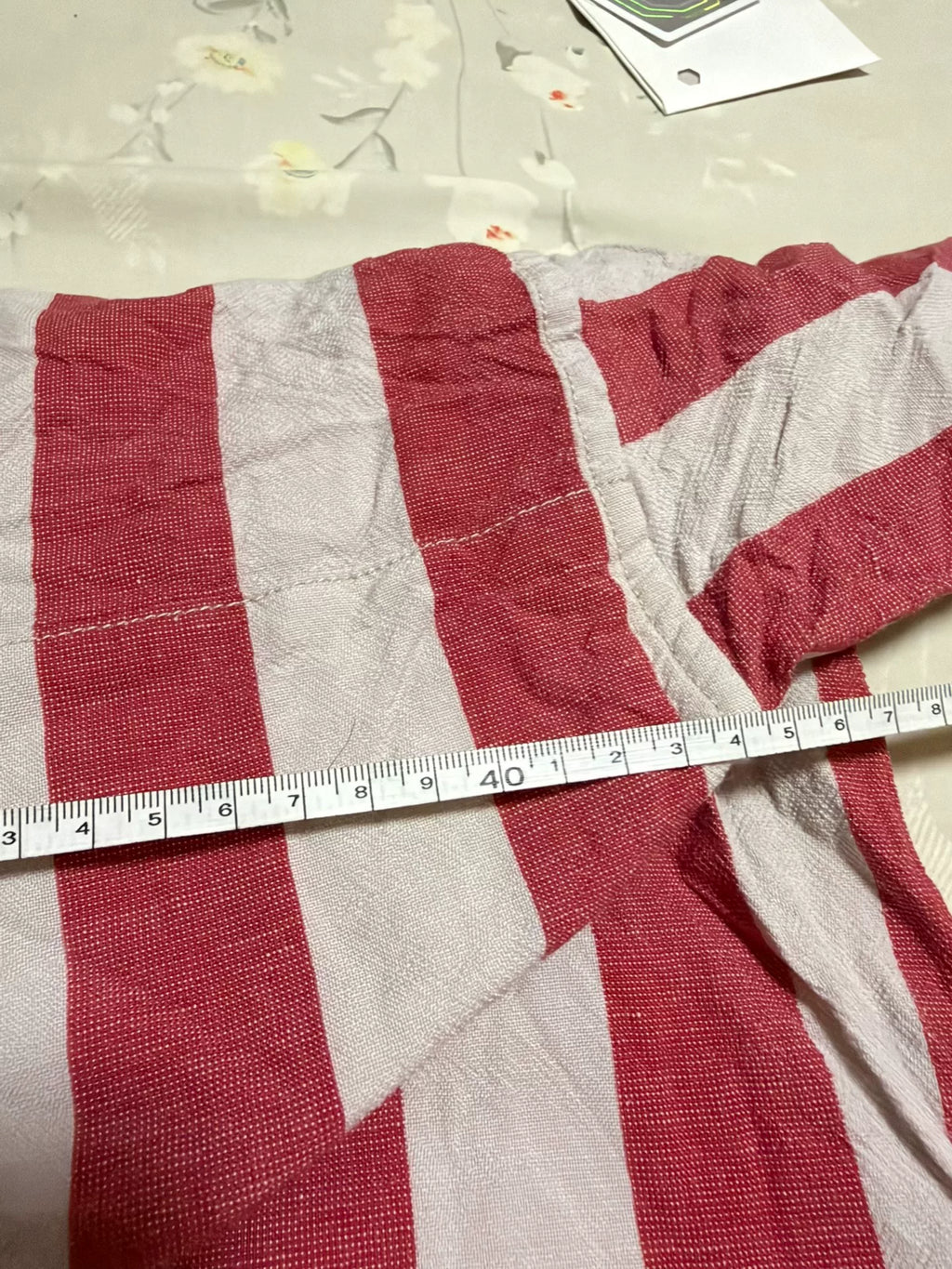 visvim SS20 Dead-ball Era Grey Red Striped Half-Collar Three-Quarter Sleeve Cotton Linen Shirt