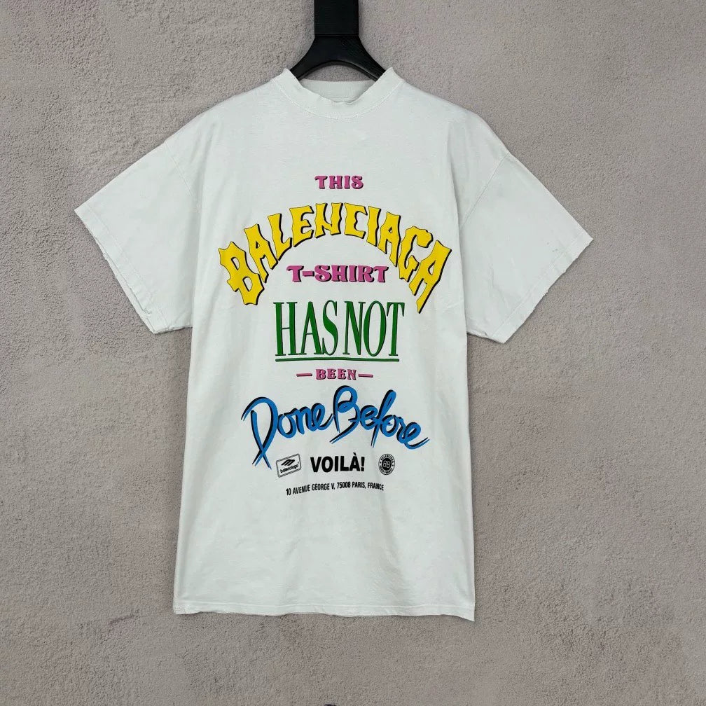 Balenciaga SS24 Ripped Logo Foam Letter Print Short Sleeve T-Shirt