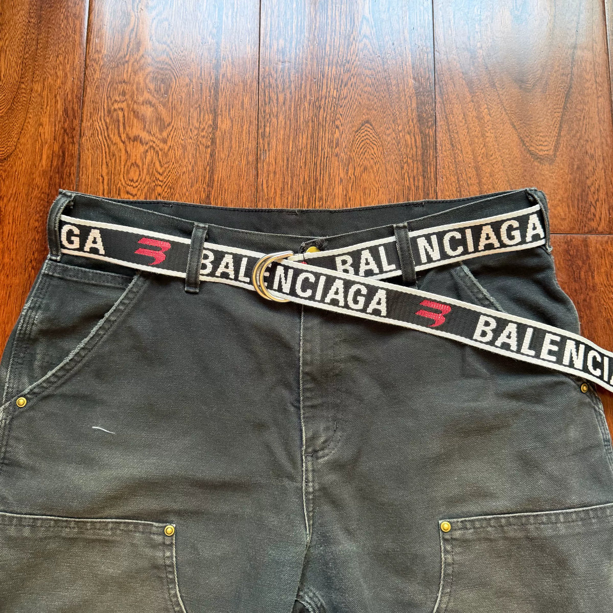 Balenciaga Black Red Woven Belt