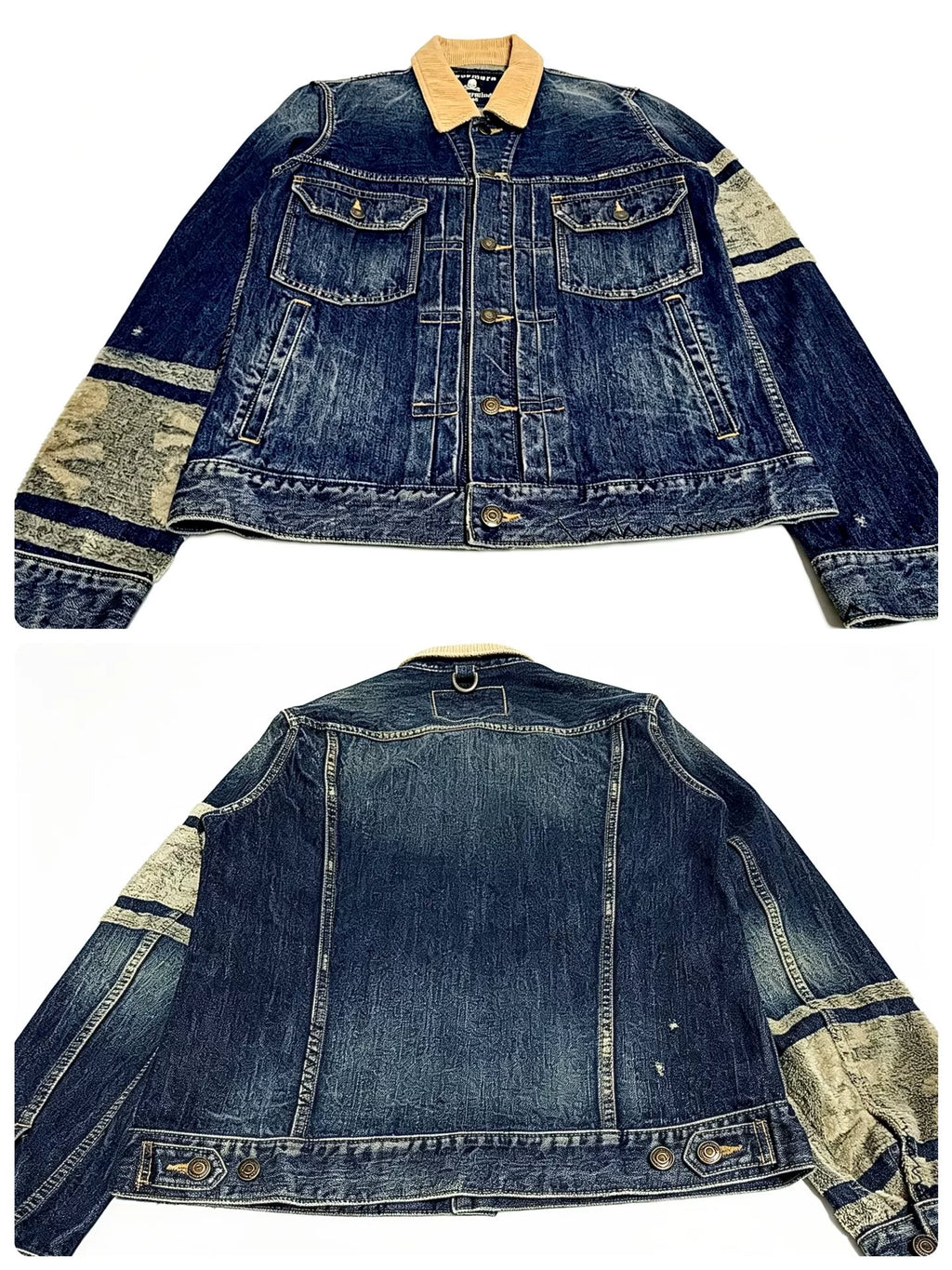 mastermind Japan AW10 Yellow Corduroy Collared Distressed Denim Jacket