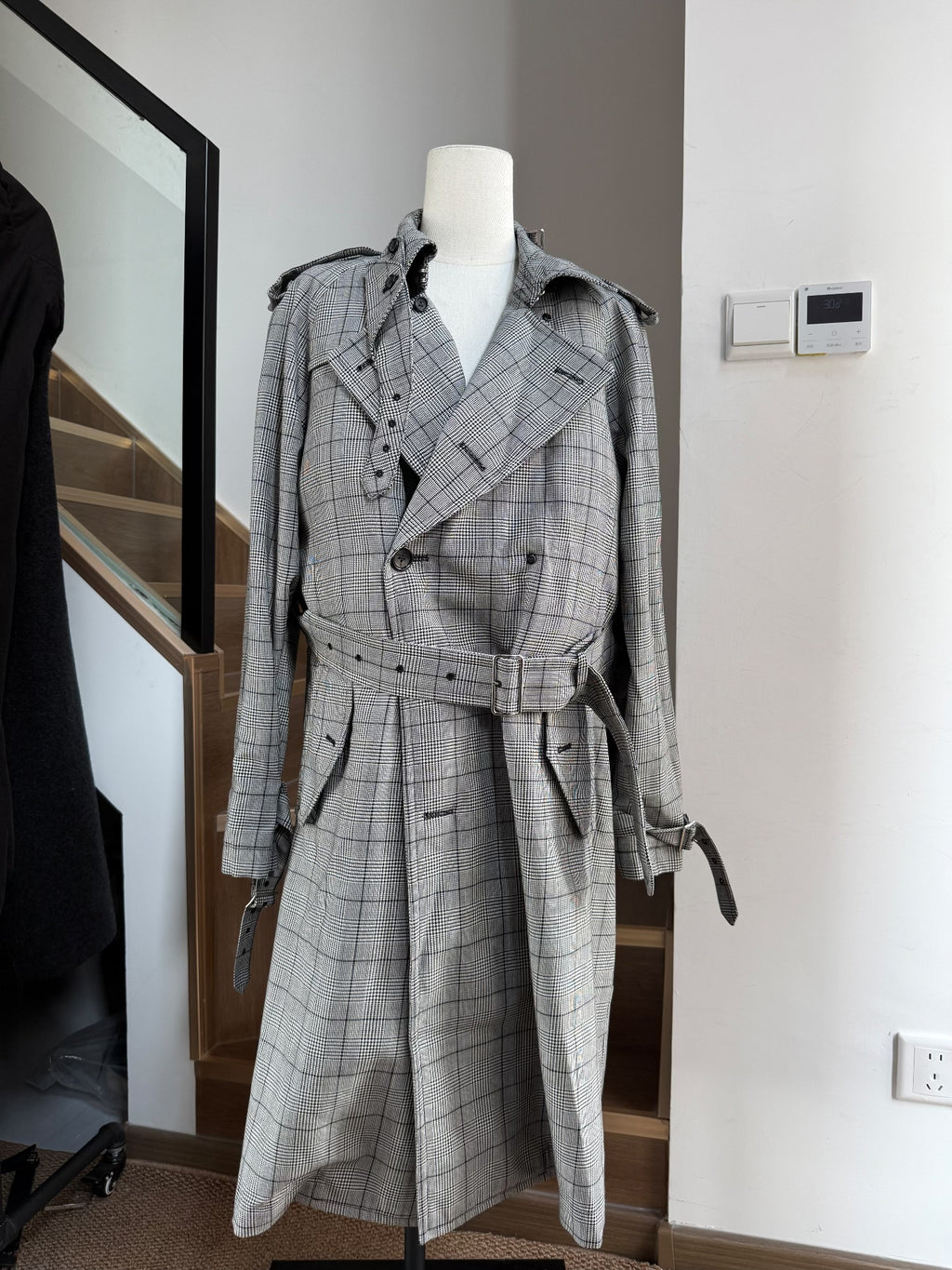 Comme Des Garçons Homme Plus Houndstooth Floral Patchwork Coat