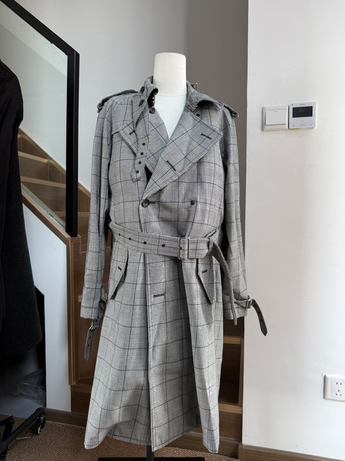 Comme Des Garçons Homme Plus Houndstooth Floral Patchwork Coat