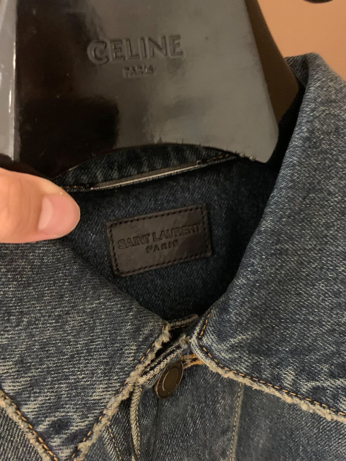 Saint Laurent SS15 21SS Blue Denim Distressed Jacket