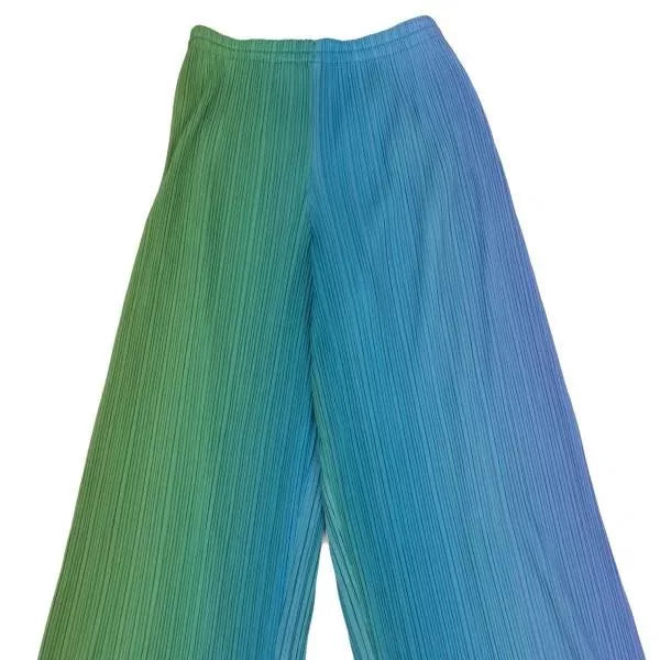 Issey Miyake Vintage Blue-Green Gradient Pleated Pants
