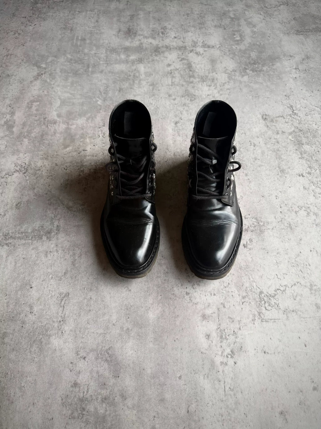 Saint Laurent Paris 15AW Star Stud High-Top Biker Boots by Hedi Slimane