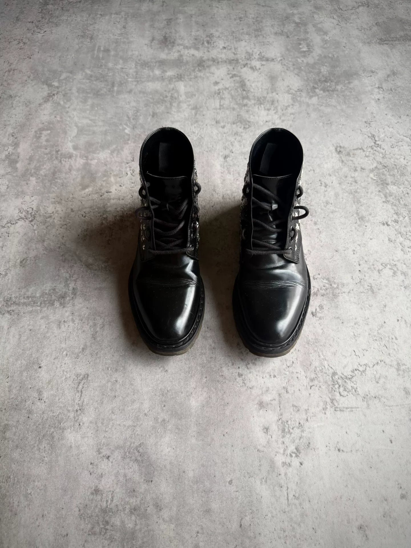 Saint Laurent Paris 15AW Star Stud High-Top Biker Boots by Hedi Slimane