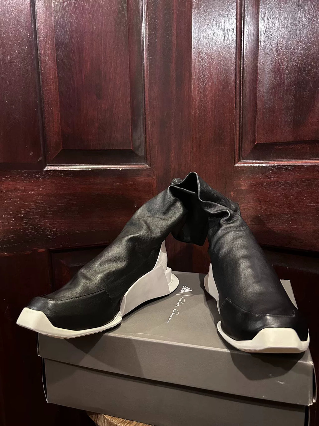 Rick Owens x Adidas SS17 Black White Strech Sock Boots