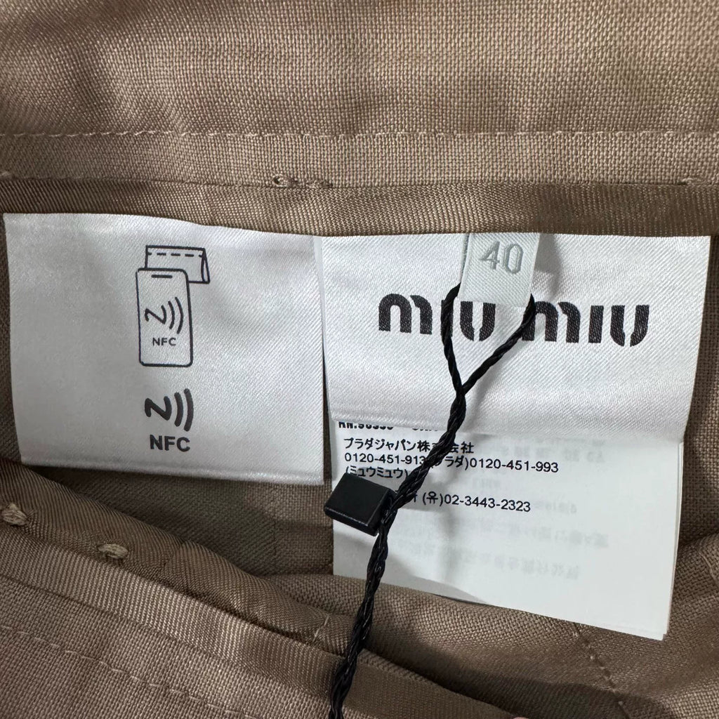 Miu Miu Metallic Belt Khaki Skirt