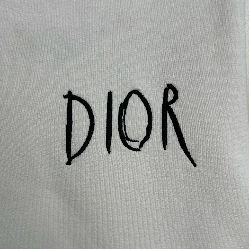 Dior White Embroidered Hooded Sweater
