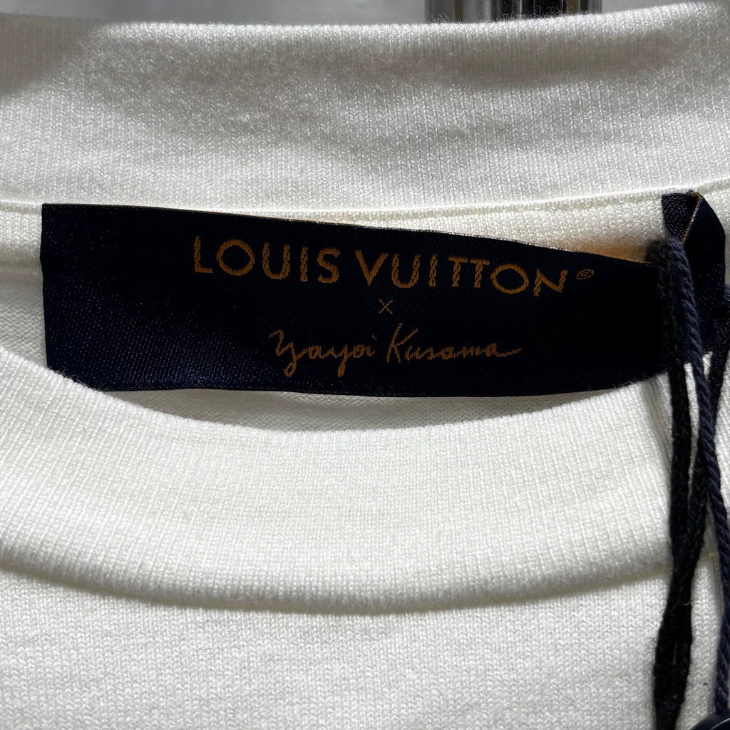 Louis Vuitton Yayoi Kusama Print Logo Polka Dot Cotton White Short Sleeve T-Shirt