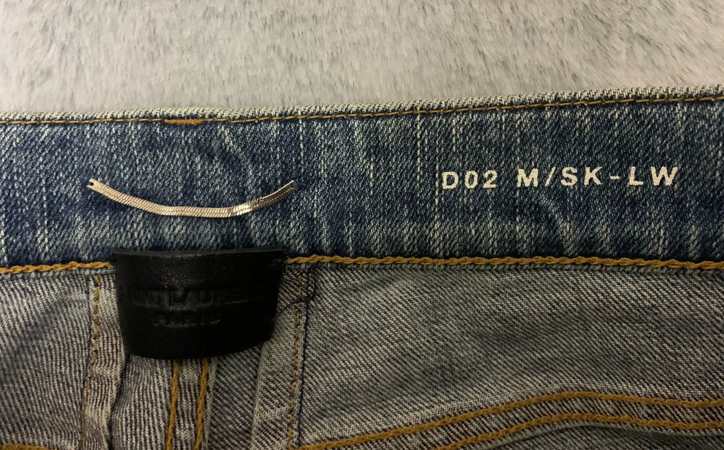 Saint Laurent 16FW D02 Blue Brushed Mud-Wash Distressed Jeans