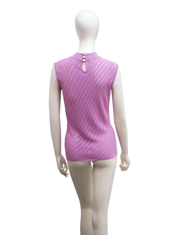 Celine 1980s Ribbed Mesh Sleeveless Top
