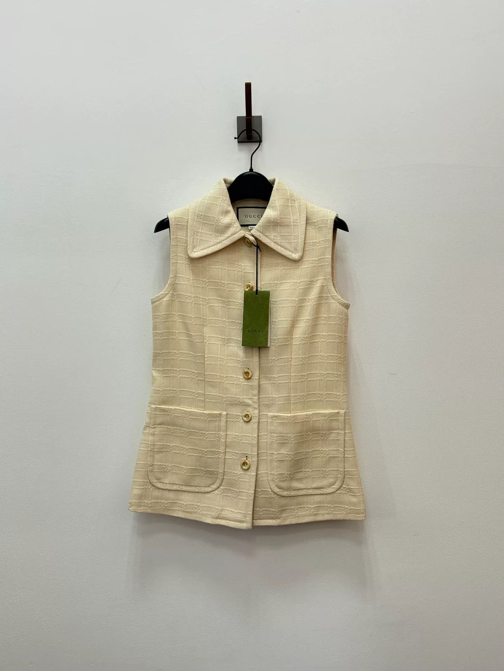 Gucci Off-White Plaid Detachable Cape Vest