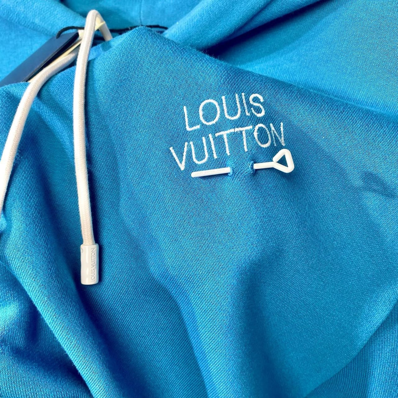 Louis Vuitton Hooded Embroidered Logo Blue Hoodie