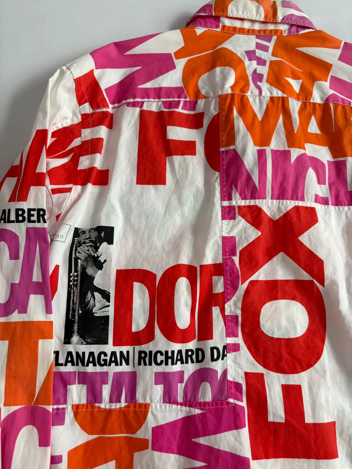 Junya Watanabe Panel Slogan Print Portrait Vintage Shirt