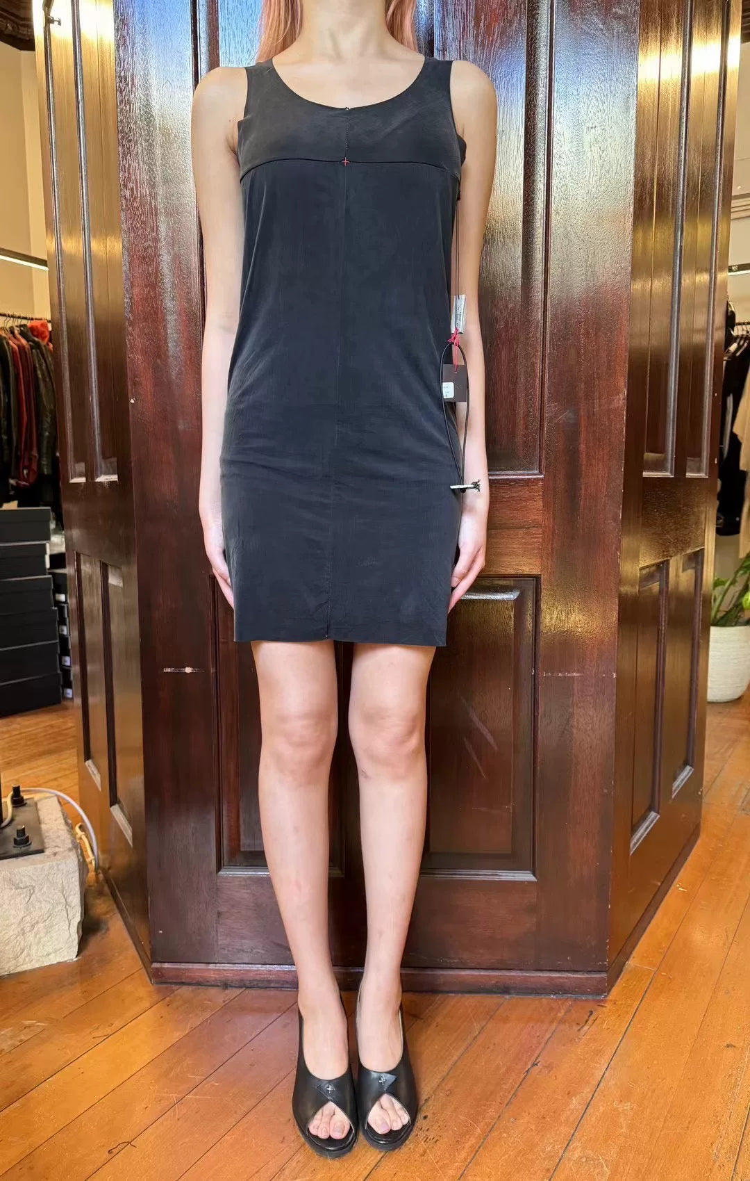 M.A+ SS24 Black Cross Cupro Dress