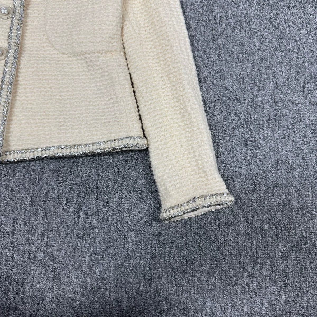 Chanel Silver Trim Wool Coat
