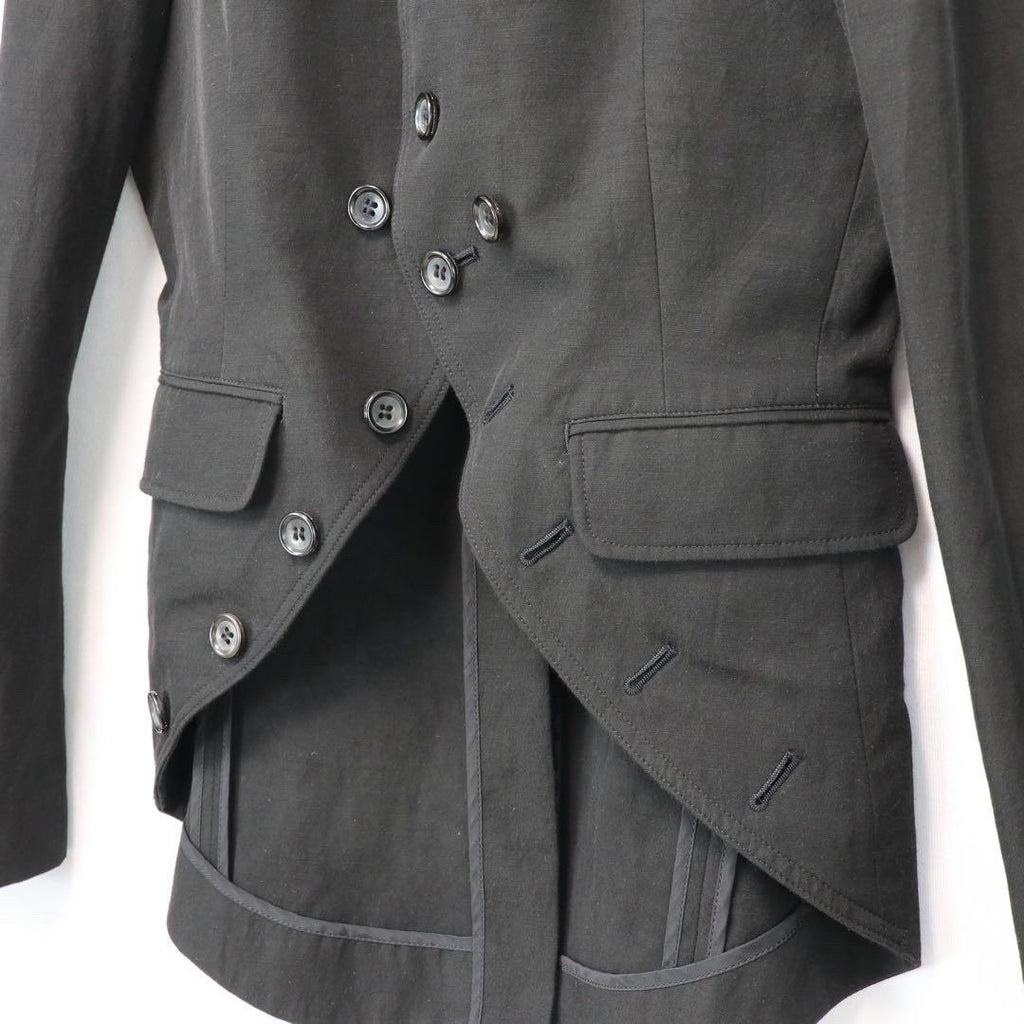 Yohji Yamamoto Black Collared Cupro Linen Jacket