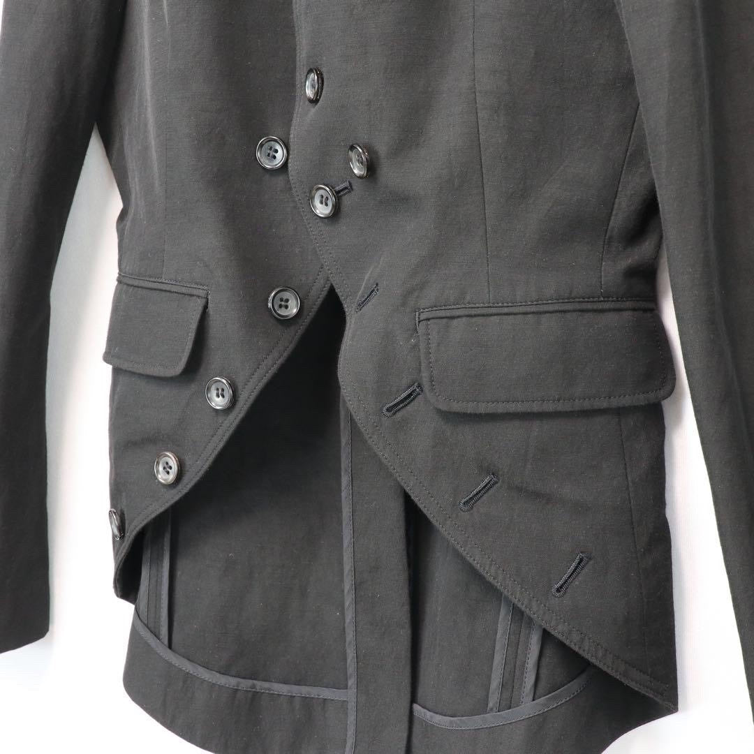 Yohji Yamamoto Black Collared Cupro Linen Jacket